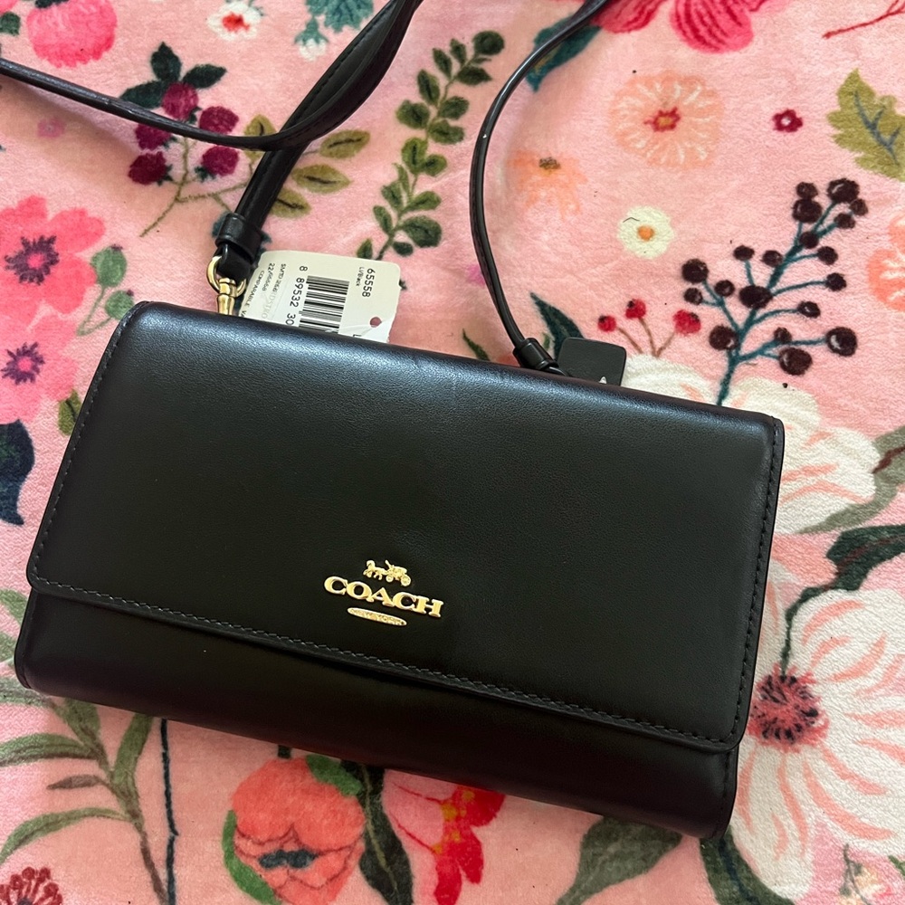 Coach Black Crossbody Bag with Gold-Tone Logo